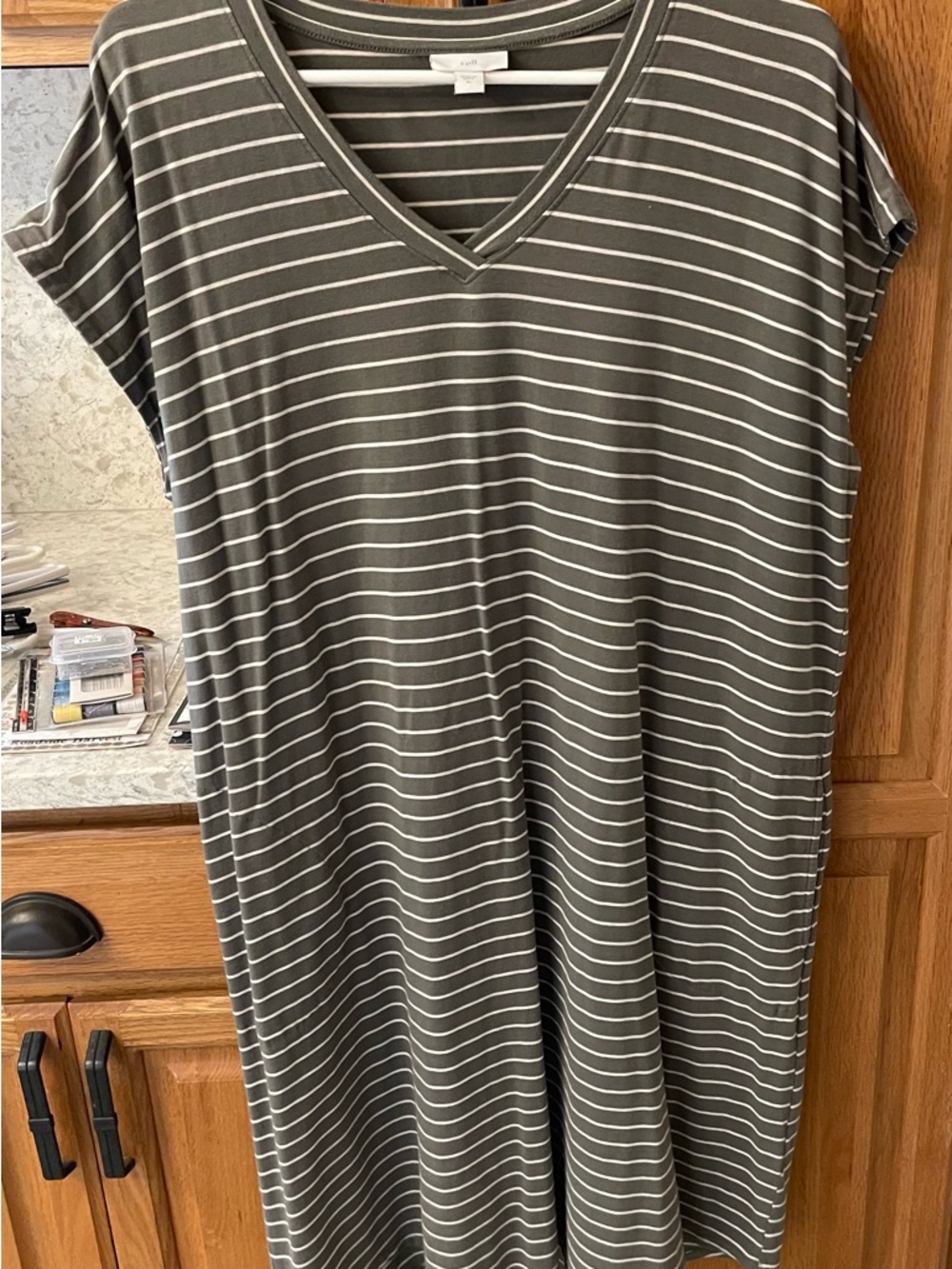 J. Jill Gray and White Striped Dress